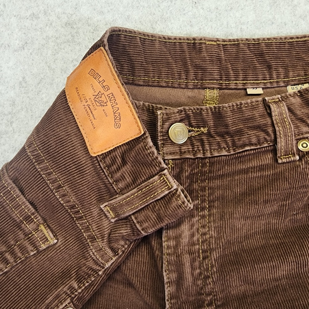 Bills Khakis Corduroy 5 Pocket Pants Mens 35x30 Brown Stretch Zip‎